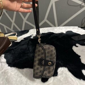 Dooney & Bourke Black and Gray Monogram Wristlet